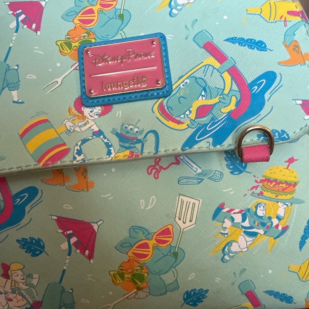 Loungefly Mint Pastel Disney Character Print Crossbody with Pink Plaque